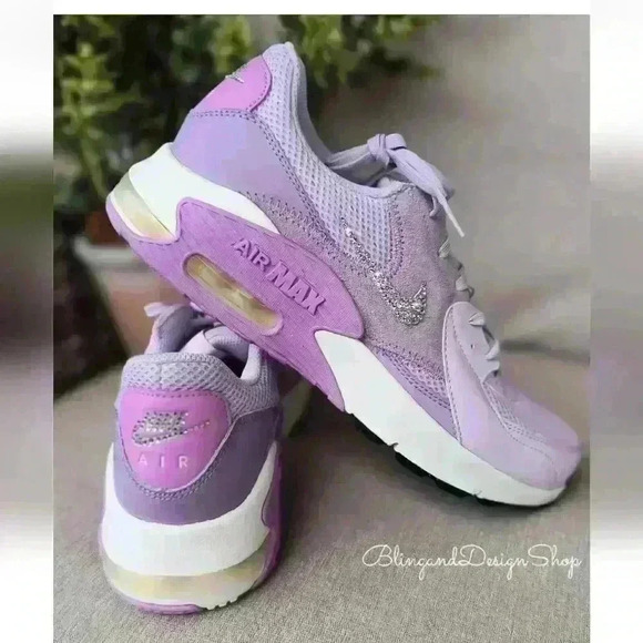 Nike Air Max Excee Womens Purple Sneakers Shoes Made with Swarovski Crystals - Picture 7 of 11
